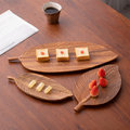 Leaf-Shaped Wooden Serving Tray Set