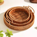 Woven Rattan Serving Tray Set