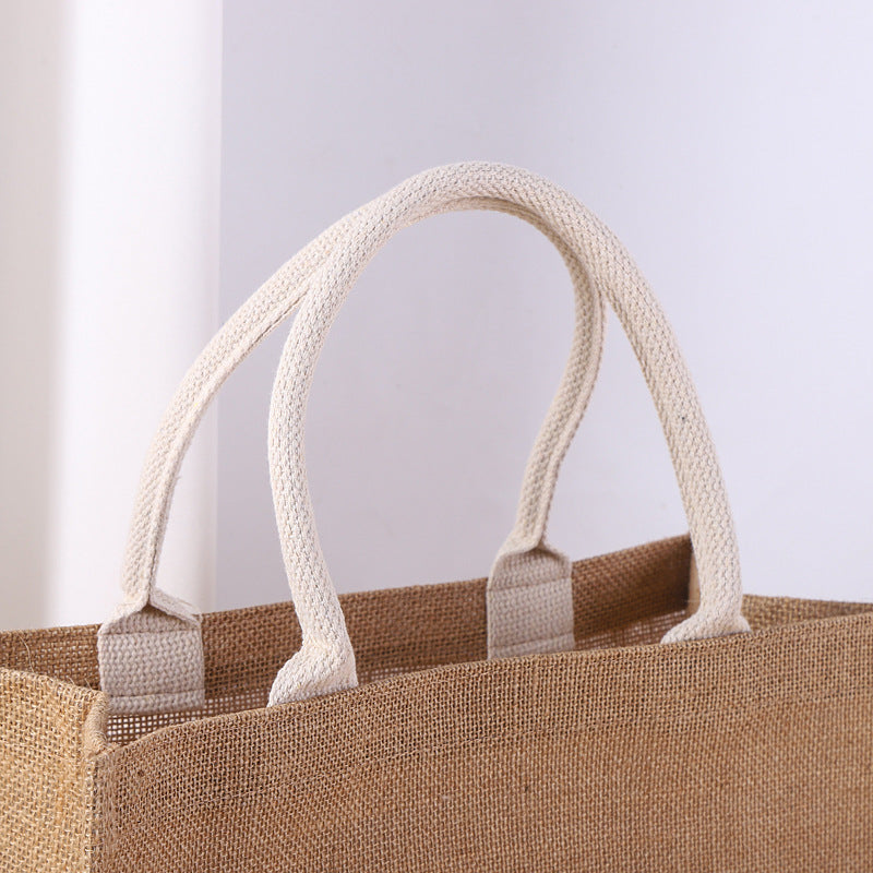 Jute Tote Bag with Cotton Handles